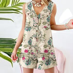 UK Womens Sleeveless Button Jumpsuit Playsuit Ladies Summer Beach Shorts Dress