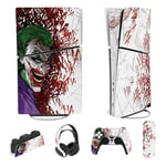 playvital Full Set Skin Sticker for ps5 Slim Console Digital Edition (The New Smaller Design), Vinyl Skin Decal Cover for ps5 Controller & Headset & Charging Station & Media Remote - Clown Hahaha