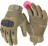 KEMIMOTO Gants de Moto Écran Tactile Plein-Doigt Gant Homologué Femme et Homme Gants Tactiques de Sport en Plein Air Gants pour Motocross Combat Escalade Camping Chasse Vélo Brun M