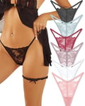 ALL OF ME Pack de 6 G String Tanga Femme Dentelle sous-vêtements Sexy Lingerie Femme Dentelle sous-vêtements Femme Panties Multipack S-XL