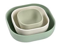 BÉABA, Lot de 3 Bols Silicone Gigogne, Set Repas Bebe, Set Vaisselle Silicone Enfant, Emboitables, Evolutif, Ergonomique, Matière Silicone Saine, Durable (Sagegreen/Cotton/mistygreen)