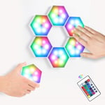 6 Pcs Splicing RGB Lights,Smart Hexagonal USB Charge Touch Sensitive Modular Wall Lights Creative DIY Magnetic Attraction Geometry Night Lamp for Home Decor, Gift，Camping