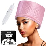 Hair Cap Treatment Steamer - Deep Conditioning Thermal Heat Caps Electric for Afro Hair Hot Care Hat Home Spa with 2 Mode/Pink (UK Plug)