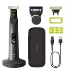 Philips OneBlade Pro 360 Authentique Visage + Corps - Tondeuse à barbe électrique, rasoir et tondeuse corps, 1 lame 360, 1 sabot avec 14 hauteurs de coupe, 1 kit Corps, 1 socle de charge, QP6652/30