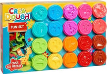 Crea Dough Lot de 20 boîtes à pâte à Modeler avec Accessoires Fun Argile, 553225, Multicolore, Moyen