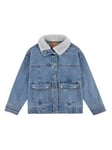 Levi's Girls Denim Jacket W/ Sherpa Collar - Blue, Blue, Size 2 Years