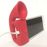 RED Portable Silicon Horn Amplifier Loud Speaker Desk Stand Apple iPhone 5 5S