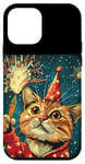 iPhone 12 mini New Year Cheer with this Happy and Funny looking Cat Design Case