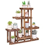 UNHO Petite Étagère Plante Balcon Porte Plante Succulente en Bois Massif Support pour Plantes à 5 Niveaux 60x61.5x11.5cm