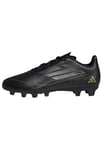 adidas Mixte F50 Club Boots Flexible Ground Chaussures de Football pour Terrain Ferme, Core Black/Iron Metallic/Gold, 38 2/3 EU