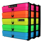 WestonBoxes A4 Box Stak, Stackable Craft Storage Box Unit Including Plastic A4 Storage Boxes with Lids (Neon Mix, Pack of 1)