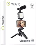 muvit Vlogging KIT with Multifunction Tripod & Microphone/LED Light