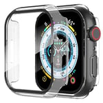 Diruite 2 Pièces Coque pour Apple Watch Series 9/8/7 41mm Protection Écran Dur PC Matériel Ultra Mince Verre Trempé Écran Case,Transparent,41mm