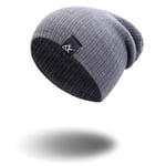 WAZHX Bonnet Tricoté Femmes Chapeau Hiver Hommes   Bonnets Chaud Décontracté Chapeau Mou Crochet Bonnet Chapeau Femme Baggy Casquette Gris