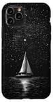 iPhone 11 Pro Sailboat Minimalism Sketch Night Sky Stars Galaxy Case