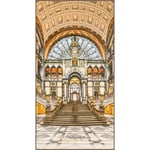 Vervaco Point De Croix Compté Kit Tableau Complet Set GARE CENTRALE D'ANVERS De Broderie Loisir Créatif Maison Decoration Cadeau DIY ca. 35 x 70 cm Counted Cross Stitch Embroidery