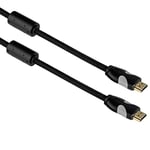 Thomson Câble HDMI™ (haut débit, HDMI mâle-mâle, plat, Ethernet, plaqué or, longueur de câble de 5 m, 10,2 Gbit/s, résolution de 1920 x 1080 pixels, ferrite) Noir/Gris