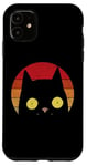 Coque pour iPhone 11 Chat noir vieilli style drôle chat noir