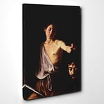 Big Box Art Michelangelo Caravaggio David with The Head of Goliath Canvas Wall Art Print Ready to Hang Picture, 30 x 20 Inch (76 x 50 cm), Multi-Coloured