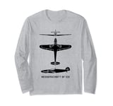 Messerschmitt Bf 109 WW2 Plane Cutout Silhouettes Long Sleeve T-Shirt