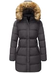 WenVen Manteau d'hiver Long pour Femme Veste matelassée épaisse Veste matelassée Chaude Parka d'hiver avec Capuche en Fausse Fourrure Charbon XL