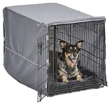 New World Kit cage pour chien à double porte ; Kit cage pour chien comprenant une cage à deux portes, un lit pour chien gris assorti et une housse de cage grise, 91,44 cm