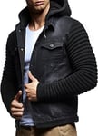 Leif Nelson pour des Hommes Cardigan Veste en Jean Veste Sweat LN5240N-; ,Noir,Small