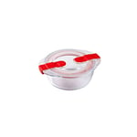 Pyrex - Cook & Heat - Plat Rond en Verre avec Couvercle Hermétique Spécial Micro-ondes – Boîte de conservation – Cuisinez au four, Conservez et Réchauffez - 14 x 12 x 5 cm