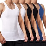 FALARY D¨¦Bardeur Homme Lot de 5 Maillot de Corps 100% Coton Toutes Les Tailles et Les Couleurs Noir Blanc Bleu M