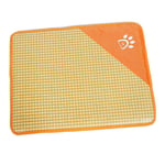 Dog Cooling Mat Pet Printed Rattan Braided Sleeping Blanket Puppy Collapsible Kennel Breathable Cushion Cool Bed Mat,Orange,L(54 * 42 * 1.5cm)