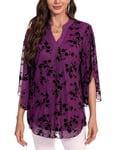 Gyabnw Tunique Femme Chic Et Elegant Tunic Chemise Longue Haut Ample Manches 3/4 Shirt Décontracté