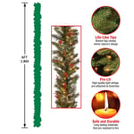 6FT Christmas Garland With Light LED Staircase Fireplace Door Decor Wreath