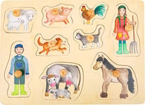 Small Foot 11500 Set de Puzzle La Vie à la Ferme et à la Campagne en Bois avec différents Motifs, à partir de 12 Mois Animal Jouets, Multicolore