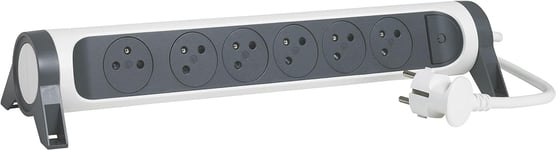 - Multipr Rotative Avec Interrupteur À Voyant Led - 6 Pr S Surface Avec Terre - Cordon 1,5M - Blanc Et Gris Foncé