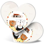 2 x Heart Stickers 10 cm - Cute I love you So Much Bears  #14776