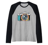 Colorful Lens Camera Photography Take a Picture Snap a Photo Raglan Baseball Tee