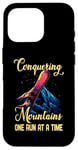 Coque pour iPhone 16 Pro CONQUERING MOUNTAINS ONE RUN AT A TIME