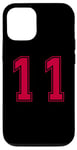 Coque pour iPhone 13 Rouge Numéro 11 Équipe Junior Sports Uniforme Numéroté