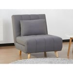 Vente-unique Fauteuil convertible en tissu gris STREVI