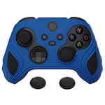 PlayVital Coque de Protection Silicone pour Xbox Series S X Manette,Cover pour Xbox Series X,Housse Skin Protège Antidérapant avec 2 Capuchon Joystick pour Xbox Core-Bleu&Noir(Édition Scorpion)