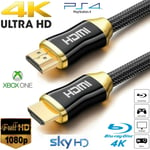 5M PREMIUM 4K HDMI CABLE 2.0 HIGH SPEED GOLD PLATED BRAIDED LEAD 2160P 3D HDTV