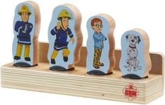 NEW Fireman Sam Wooden 4 Pack Of Two Sided Figures