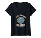 Womens Schoolhouse Rock! Earth Rocks My World Smiling Planet V-Neck T-Shirt