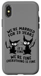 Coque pour iPhone X/XS 23rd Wedding Anniversary 23 Years Married Its Fine Cat Funny