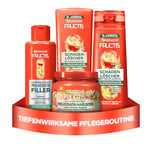 Garnier Fructis Lot de 4 flacons d'extincteur pour cheveux abîmés avec pro-kératine et huile de marula, shampoing 250 ml, après-shampoing 200 ml, cure 200 ml, masque 320 ml