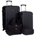 Travelers Club Midtown Hardside 4-Piece Luggage Travel Set, Black, 4-Piece Set, Midtown Hardside 4-Piece Luggage Travel Set