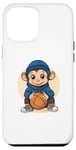 Coque pour iPhone 12 Pro Max Adorable singe tenant un jeu de basket-ball