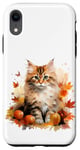 Coque pour iPhone XR Cute Fall Cat With Autumn Pumpkins For Girls And Cat Grandma