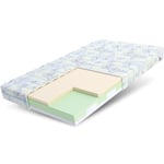 FDM Smile Matelas 80 x 180 cm en Mousse Froide pour Enfant Hauteur 10 cm Dureté H3 Certifié Öko-Tex Lavable en Latex Housse de Matelas Dino