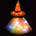 Women Kids Girl Luminous LED Glow Lights Elf Witch Hat Star Skirt Spider Web Wiz